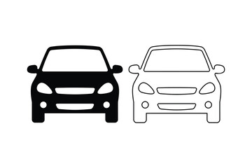 Obraz premium Illustration of two cars one in solid black and the other in outline on a white background