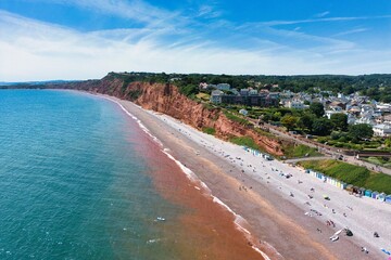 Fototapeta premium Aerial view at Budleigh Salterton Beach