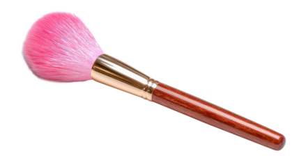 Pink Blush Brush with Wooden Handle for Makeup Application and Cosmetic Beauty Routine