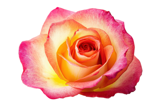 Radiant Rose Bloom with Pink Edges on Transparent Background Floral Beauty and Elegance
