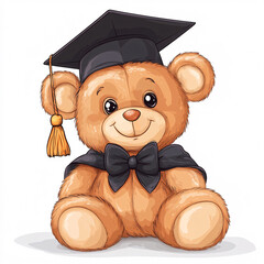 Graduation Teddy Bear Illustration Happy Graduation Day Celebration Cartoon Graduation Bear with Cap and Tassel for Stock Image Use