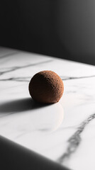 Chocolate truffle on marble surface moody food photography