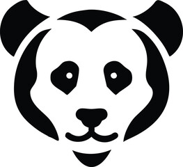 Black and White Panda Bear Head Silhouette Abstract Minimalist Design Icon Graphic vector