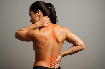 Woman Suffering from Neck and Lower Back Pain Medical Pain Concept