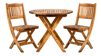 Rustic Wooden Table and Chairs Set for Outdoor Seating in a Garden or Patio Setting
