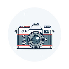 Retro photography camera vintage style illustration on white 