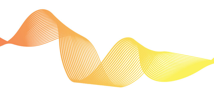 Abstract yellow and orange backgrounds with a flowing ribbon design and dynamic blue wave patterns