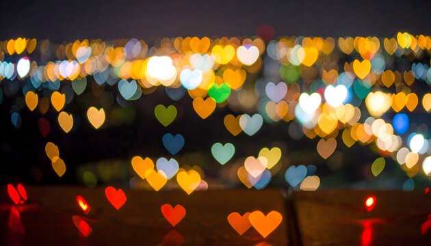 Romantic Heart Shaped City Lights at Night bokeh