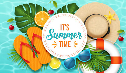 Summer Travel Poster with Tropical Elements and Fun Beach Theme