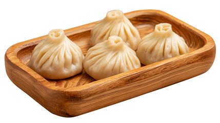 Steamed Dumplings Served in a Wooden Bowl Displaying Asian Cuisine and Culinary Delights