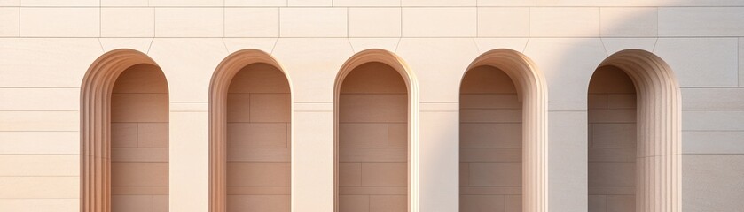 Fototapeta premium Elegant Beige Arches Wall - Architecture, Interior design