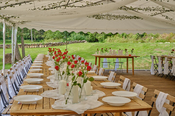 Wedding garden party outdoor tent restaurant