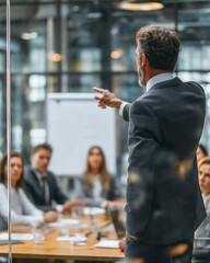 Lider zespołu intensywnie dyskutuje i podnosi głos na pracowników podczas spotkania w sali konferencyjnej. Emocje, napięcie i presja w środowisku pracy.