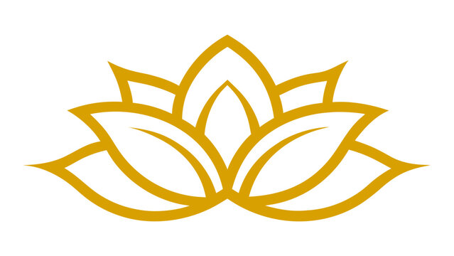 lotus motif in gold logo vector art illustration