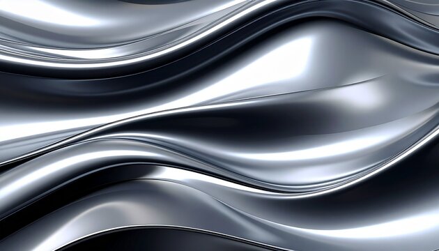 _Wide silver fluid landscape with wave-like surface reflections, neon accents fli