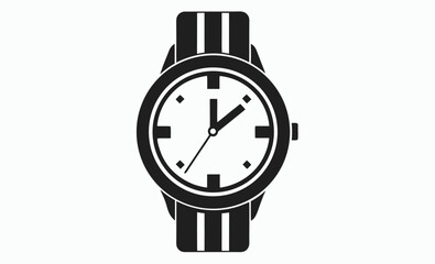 Hand watch silhouette vector, classic hand wrist watch, hand watch icon, wristwatch silhouette vector, timepiece outline illustration