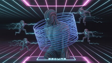 Cybersecurity protection with ai and data security network for digital safety concept art