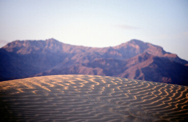Morning light at the Mesquite Sand Dunes in Death Valley National Park in California USA