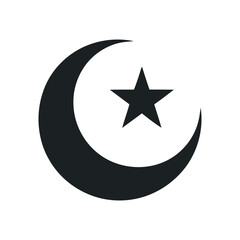 Fototapeta premium Crescent Moon and Star Icon Islamic Symbol for Ramadan Kareem Eid Mubarak Designs Religious Art and Cultural Muslim Representation Isolated Vector Illustration