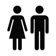 Simple black silhouette of a man and woman standing side by side silhouette