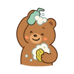 Brown bear taking a bath 