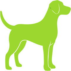 Fototapeta premium Bright Green Dog Silhouette Vector – Clean Standing Dog Outline for Pet Logos, Veterinary Graphics, Dog Training Designs, Minimalist Animal Clipart & Digital Pet Branding Projects