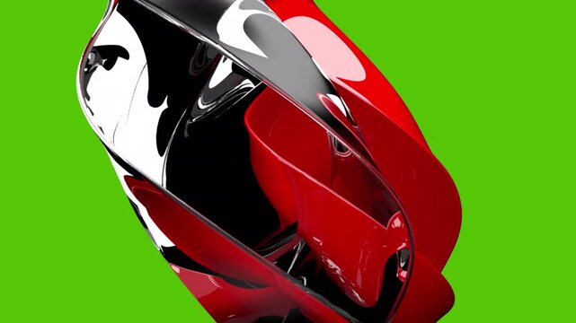 Red and Black Abstract 3D Swirl &ndash; Green Screen Animation Element for News or Media Transitions HD