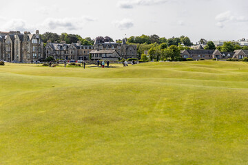 a fairway at the old course in St Andrews, Scotland