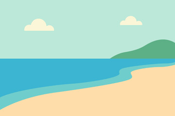 Serene Beach Landscape with Soft Clouds and Gentle Waves