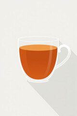 A modern, flat design illustration of tea using simple, two-dimensional shapes, emphasizing grace, elegance, and refined features