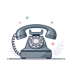 landline telephone silhouette vector art illustration, retro phone icon on white background