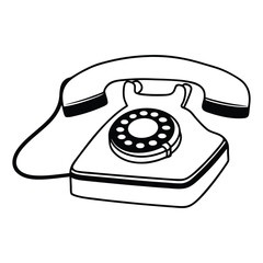 landline telephone silhouette vector art illustration, retro phone icon on white background