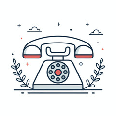 landline telephone silhouette vector art illustration, retro phone icon on white background