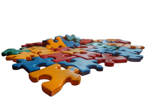 Colorful Interlocking Puzzle Pieces , Transparent PNG. on White Background
