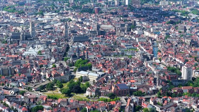 Aerial view of the city of Ghent. Belgium
