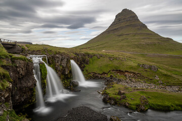 Fototapeta premium Kirkjufell mountain with waterfall in Iceland