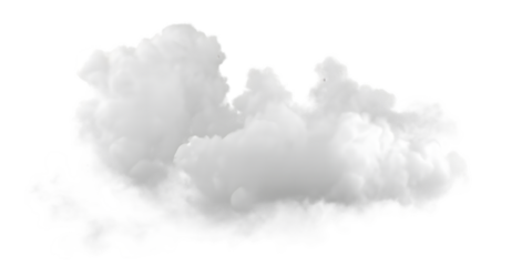 Isolated white cloud on black background for compositing and design elements