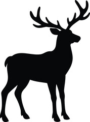 Obraz premium Silhouette of a majestic deer standing proudly, showcasing its impressive antlers against a white background.