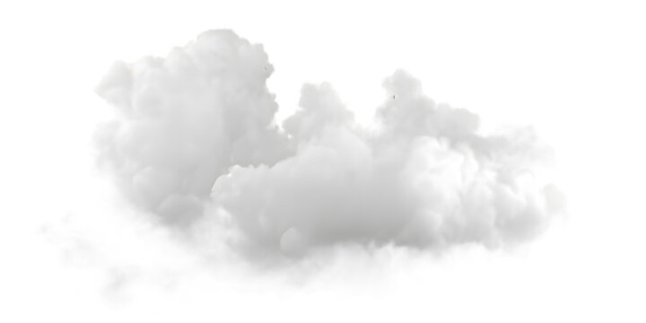 Isolated white cloud on black background for compositing and design elements