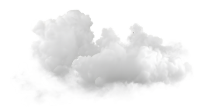 Isolated white cloud on black background for compositing and design elements