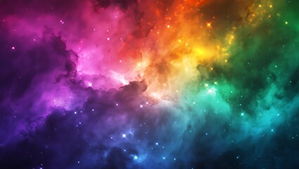 Fototapeta premium Colorful Nebula with Sparkling Stars, a Vibrant Cosmic Landscape of Interstellar Dust and Gaseous Clouds