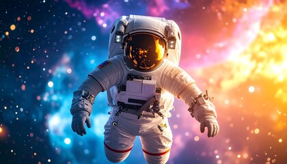 Fototapeta premium Astronaut in vibrant cosmic space