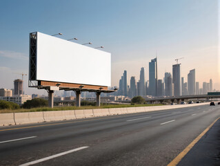 Fototapeta premium Large empty billboard by highway.