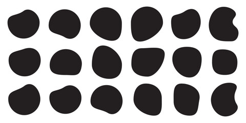 Blob shapes black collection vector design elements isolated. Random blob circles icon set. Isolated on a white background.