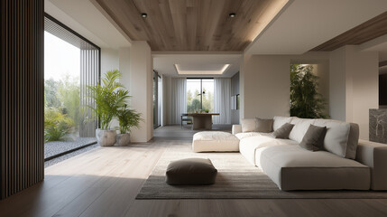 Modern Residential Architecture with Clean Lines and Neutral Colors in Natural Daylight