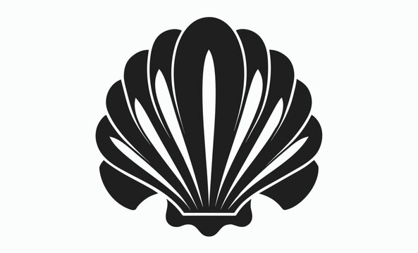 Shell silhouette vector, seashell illustration, shell silhouette vector, ocean shell icon illustration of a seashell on a black background 