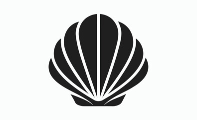 Shell silhouette vector, seashell illustration, shell silhouette vector, ocean shell icon illustration of a seashell on a black background 