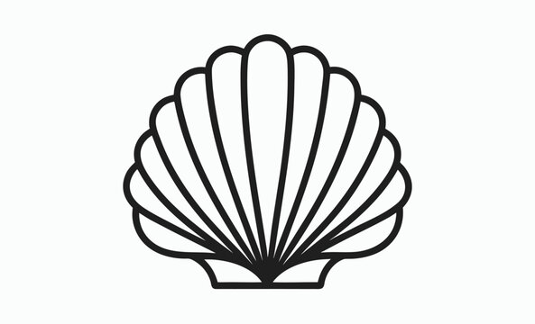 Shell silhouette vector, seashell illustration, shell silhouette vector, ocean shell icon illustration of a seashell on a black background 