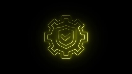 Security Settings Icon Animation with Glowing Lines on Black Background