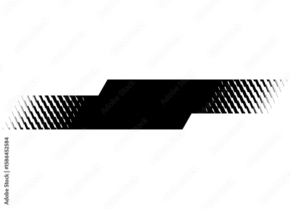 Poster text stripe. halftone pattern with smooth transition. vector tape with smooth black lines on white b